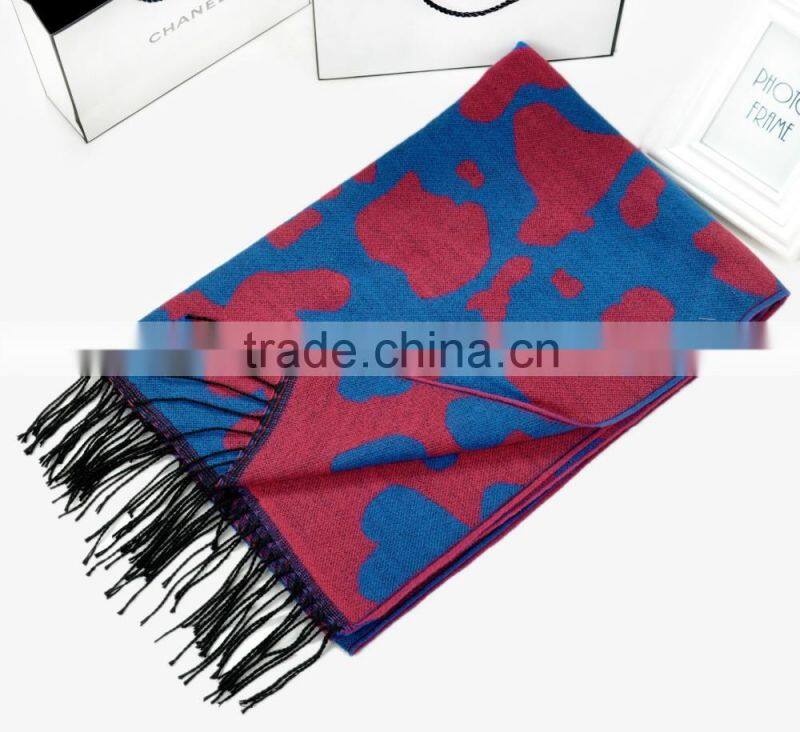 Winter Ladies Fashion Leopard Jacquard Wool Cashmere Scarf