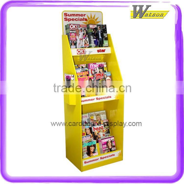 book shop floor standing design cardboard display stand for magazine