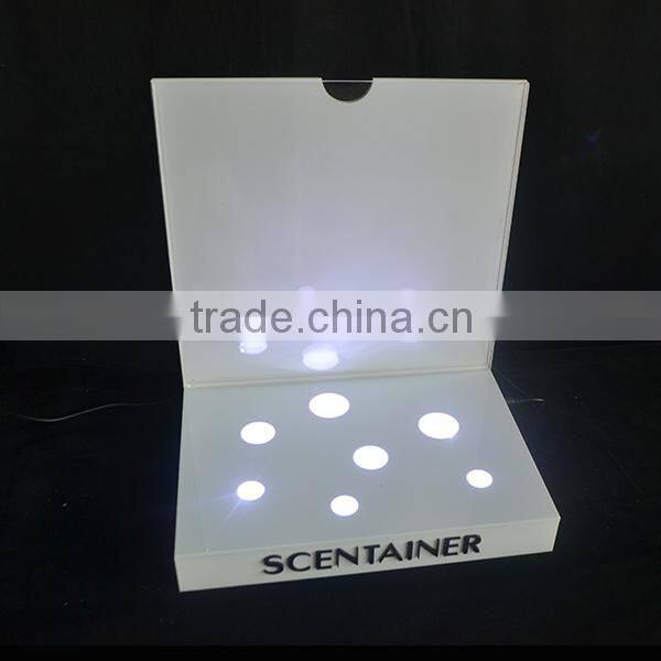 white color acrylic cosmetic displays, make up display stand with light