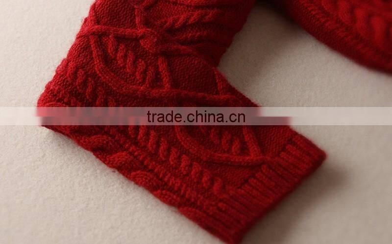 Cashmere sweater high neck long sleeve pullover with cable details