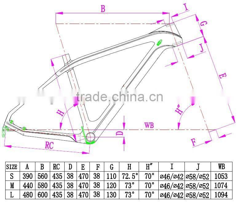 650B carbon frame 27.5er mountain bike frame