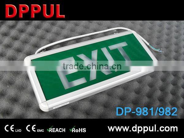 3.6 back battery emergency exit sign light with 6 pcs green led