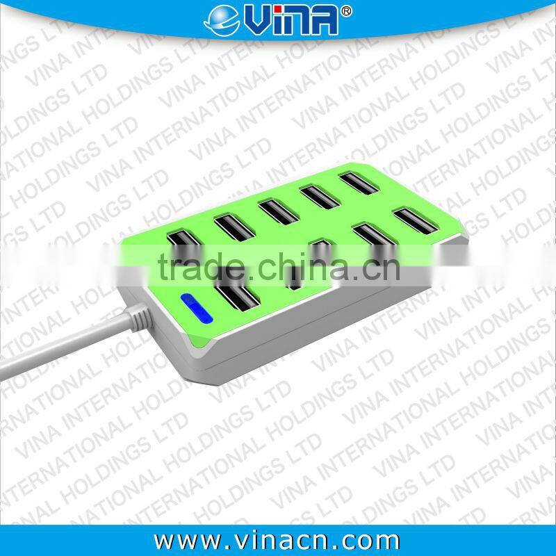 10 PORTS USB HUB 2.0 High Speed /Power AC Adapter