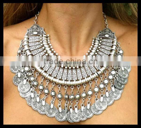 Turkish Indian alloy Boho Necklace coin statement necklace