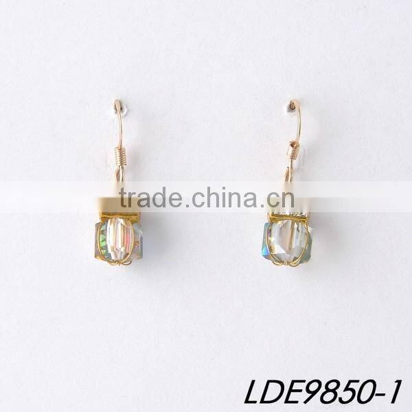 Elegant round with stick sample bar silver earrings