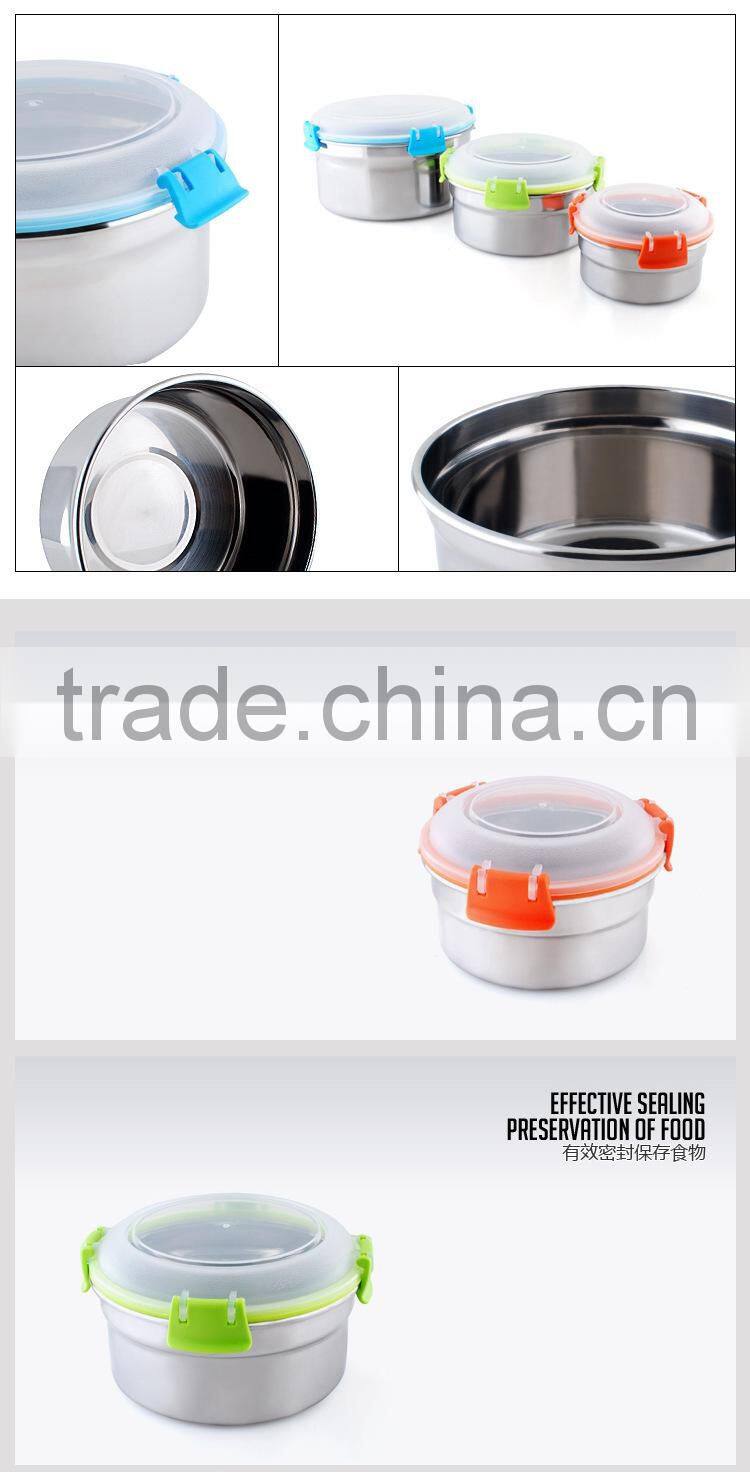 round shape stainless steel stackable food container to keep food fresh