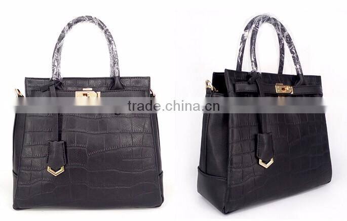 Classical croco ladies handbag set with outside wallet