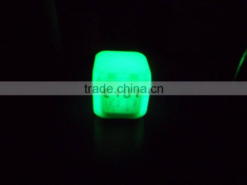 LED Color changing cube clock- digital alarm clock with Celander