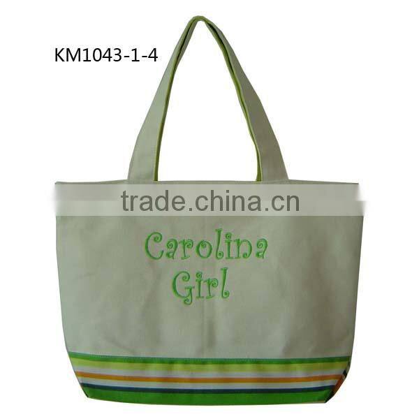 China wholesale OEM grocery women canvas bag embroidery