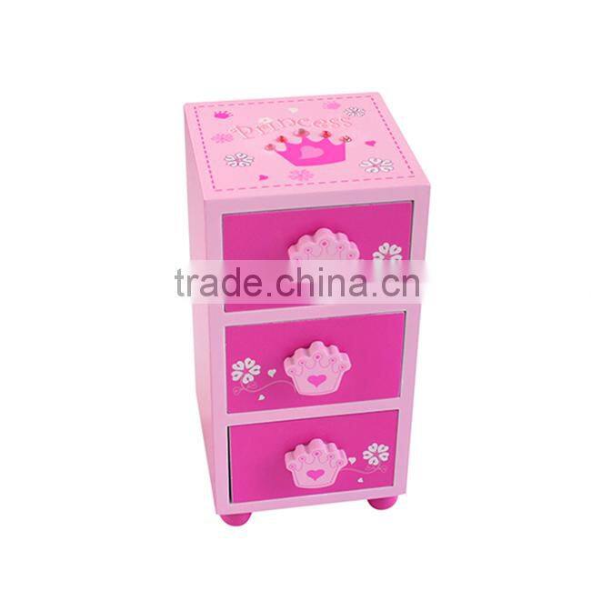 3 layers Mini storage box wooden desktop storage drawer