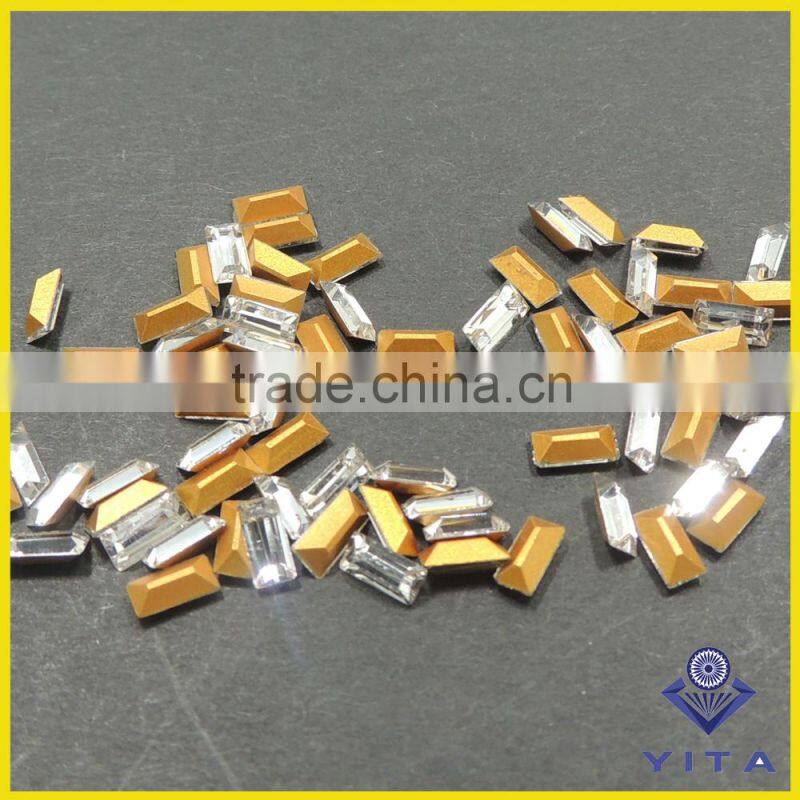 Good quality rectangle shape loose point back glass rhinestone for wedding dress