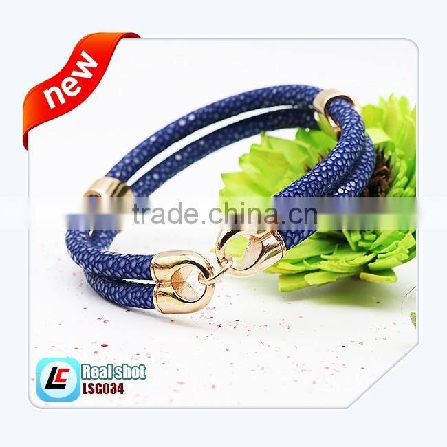 green genuine sting ray bracelet for women