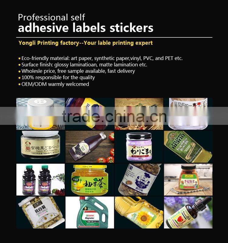 High gloss A4 size pressure sentitive lables stickers in sheet