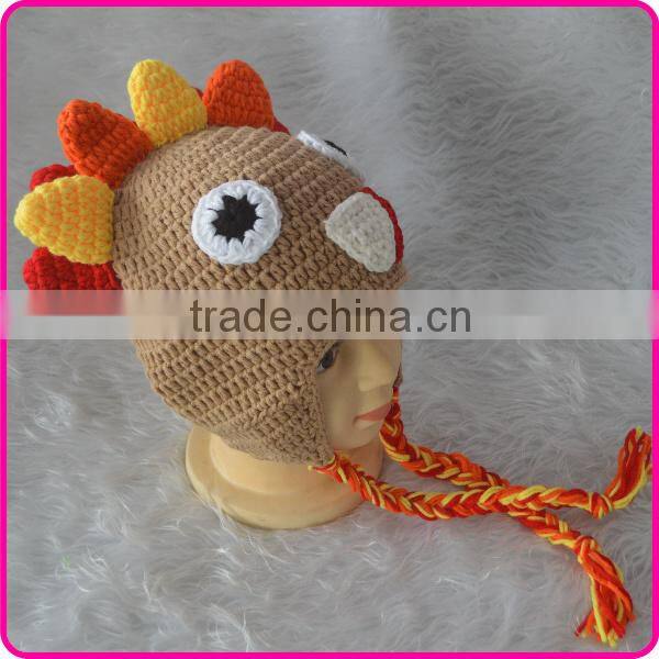 Handmade milk cotton baby crochet turkey hat
