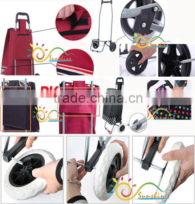 White shopping trolley bag,usable folding trolley bag.