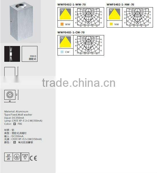 2W up and down wall mounted modern wall light