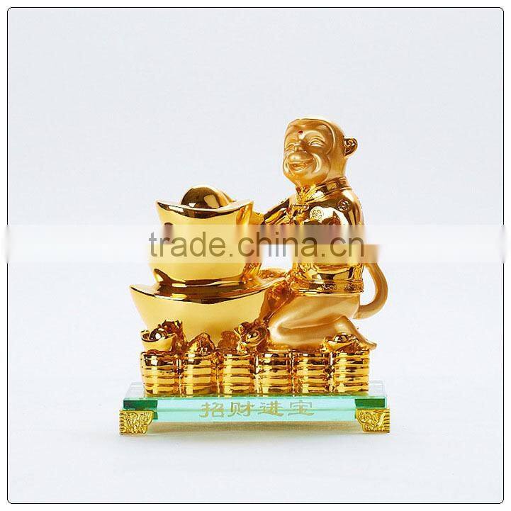24K Golden color resin money statue , resin animal decoration , fengshui statue