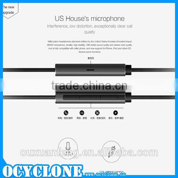 2015 hot new original xiaomi earphone piston III with volume control