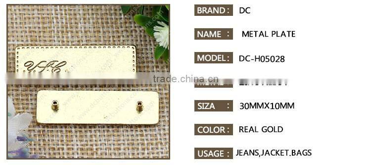 Gold name tag branded buttons for garments jeans accessories