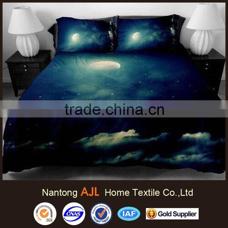 Romantic White Moon and Clouds Print 4-Piece Duvet Cover Sets /Galaxy Bedding