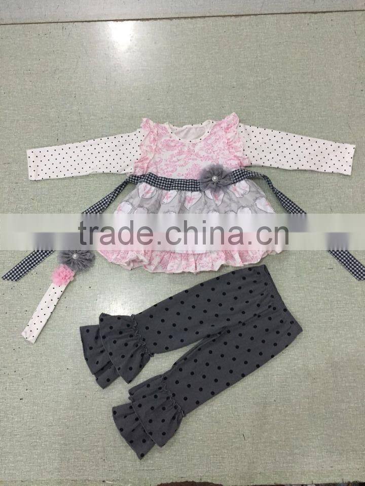 2015 lastest style IRL pic fashion baby girl children clothing outfit soft lace damask christmas girls outfits