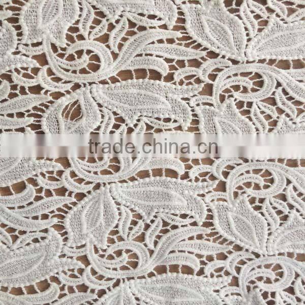 2014 elegant white cotton lace embroidery fabric/ liturgical lace fabric for Russia dress