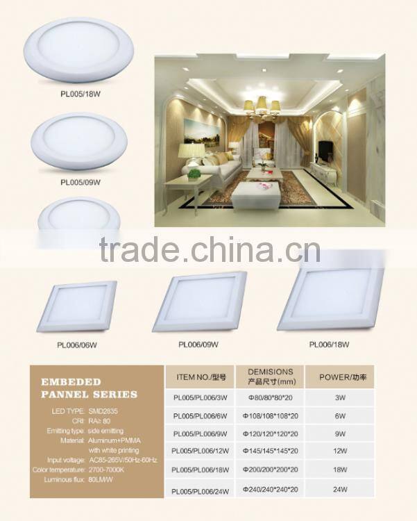 6W led slim round panel lighting