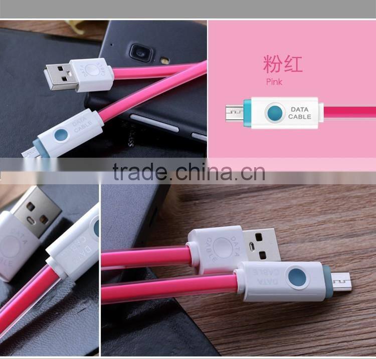 Universal USB Charger LED USB Cable for Android, Fashinable TPE Flat Data Cable
