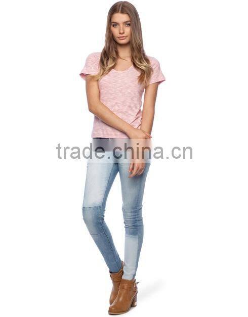 Ladies Fine Scoop neckline Stripe T shirt