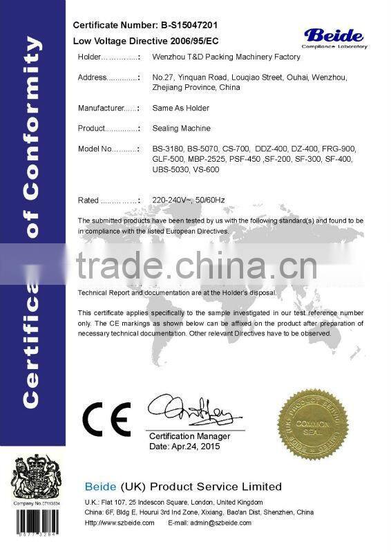 Classical food dz 400 vacuum packing machine