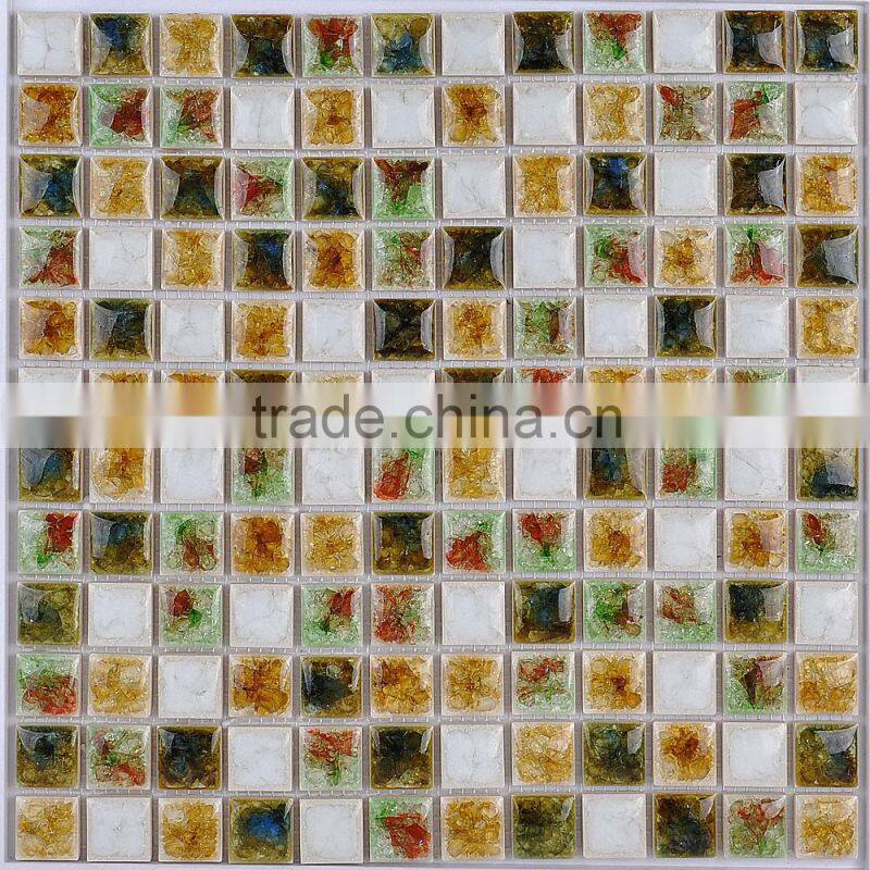 New Design Flower Ice Crack Mix Color Ceramic Mosaic Tile