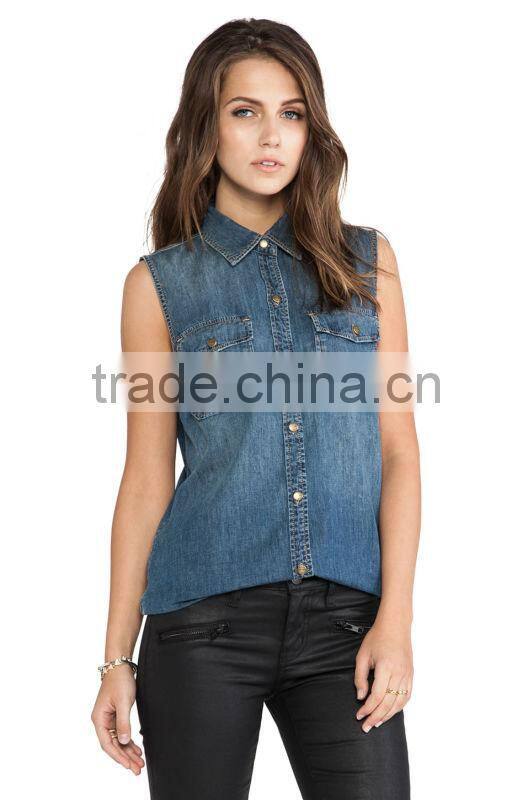 new designer sleeveless denim women vest JXF032