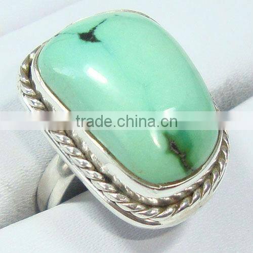 .925 Sterling Silver Tibetan Turquoise Finger Ring