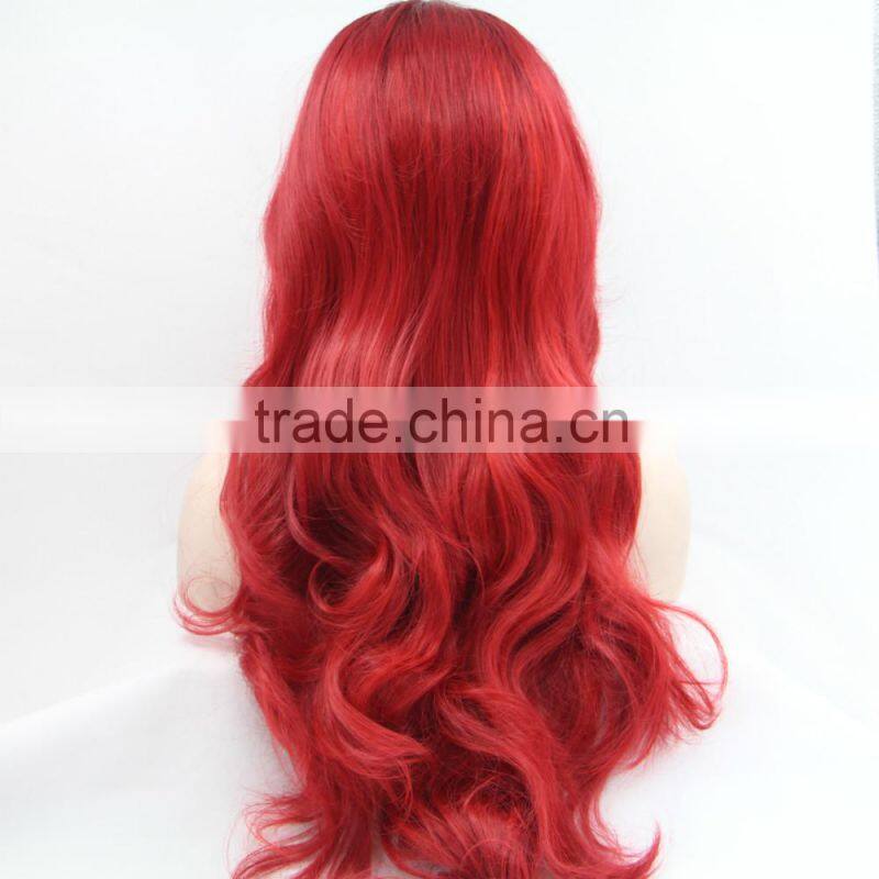 Dark Black to Burgundy Wavy Synthetic Lace Front Wig Glueless Ombre Celebrity Front Lace Wig Blonde