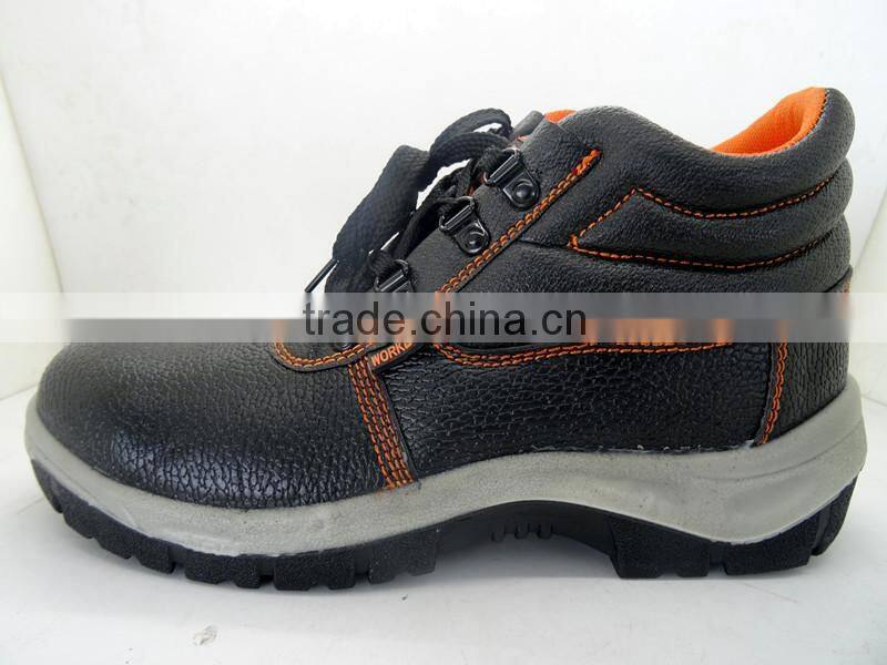 black genuine leather pu sole safety work shoes low price construction safety shoes Hammer safety shoe for Middle East market.