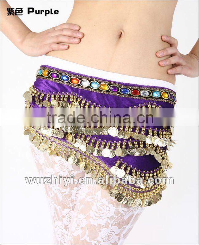 Beaded golden coin velvet belly dance hip belts YL063