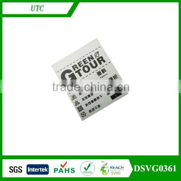 garments TPU silkscreen printing transparent brand size label