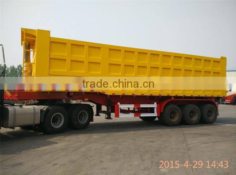 2015 new hydraulic typer dump tipper tri-axle cargo semi trailer in Africa at low price