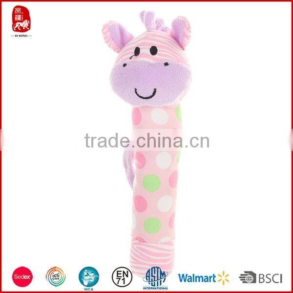 Cute baby toys for promotion gifts soft plush stuffed animal design baby rattle baby toy