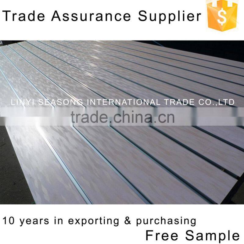 China 1220*2440mm*15mm one side melamine faced mdf slot board