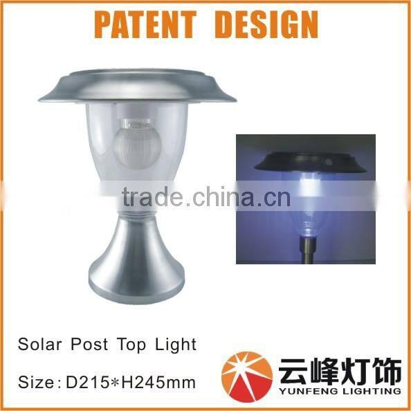 hight LUMEN stainless steel LED color changing Solar pillar top light with remote control solar deck light