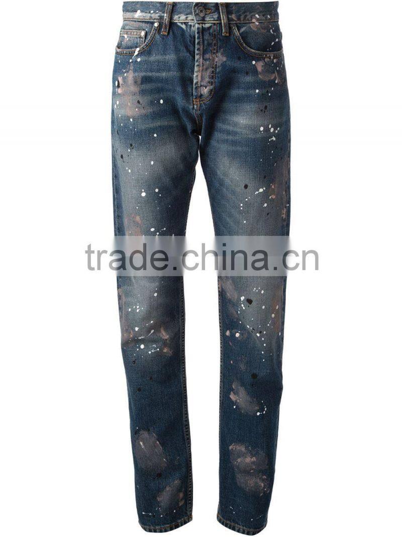 Medium rise carrot fit blue denim women jeans