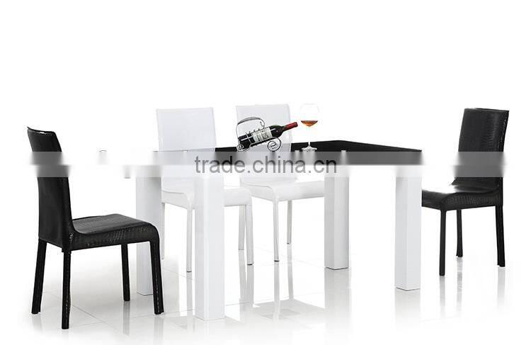 Modern dining room furniture black glass top metal frame dining table sets