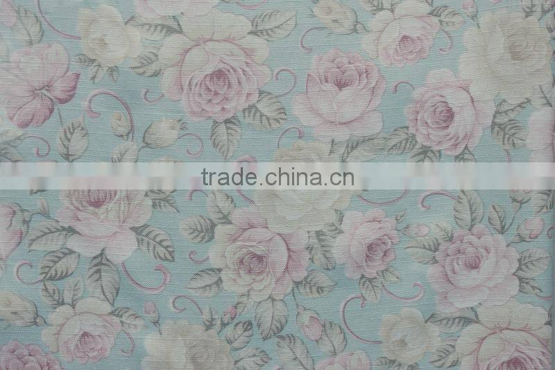 New 100% polyester lining shower curtain fabric flower printed satin fabric price per yard