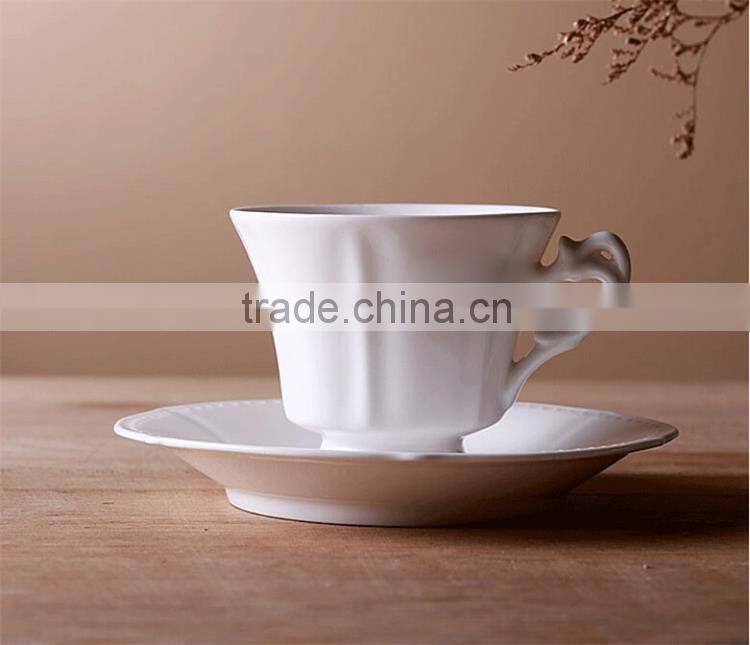 White emboss porcelain Turkish coffee set with beads