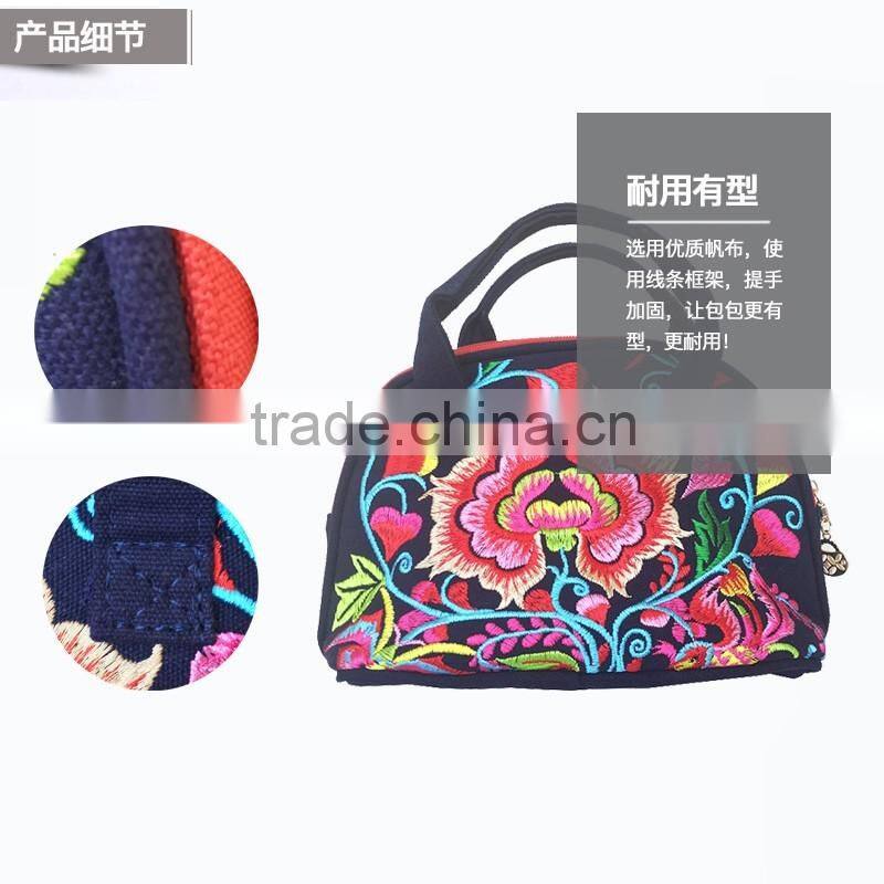 Luckybags new design embroidery handbag women handbags flower hand embroidery flower designs