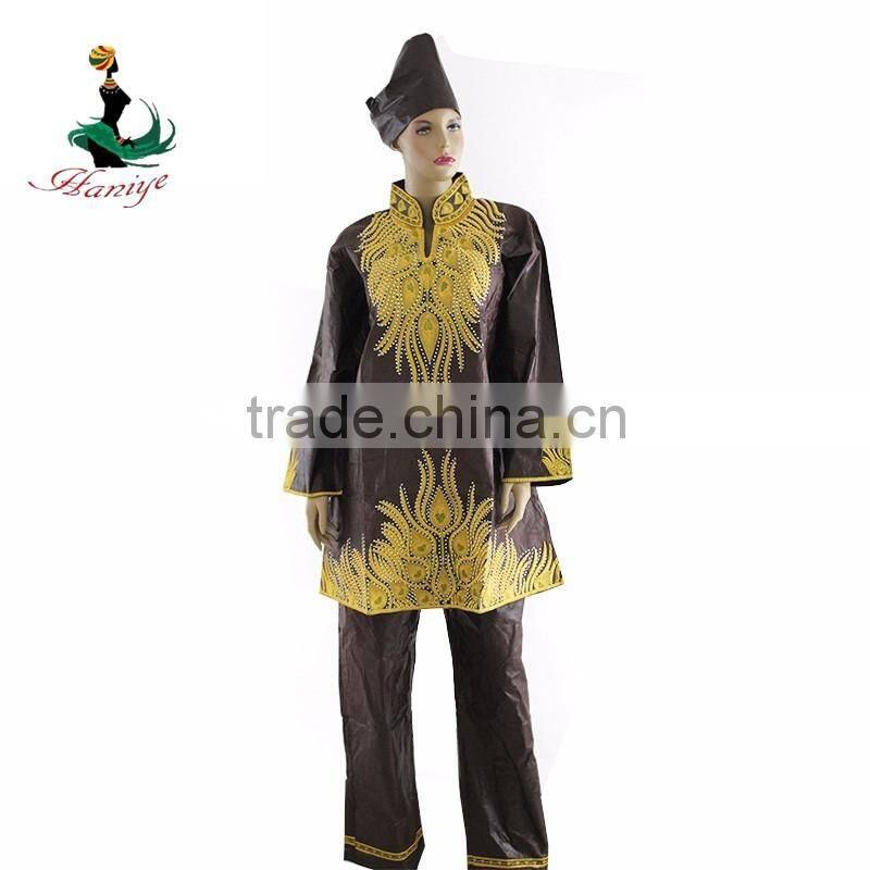 2016 Haniye African woman Bazin traditional embroidered cotton dress riche woman of African Design