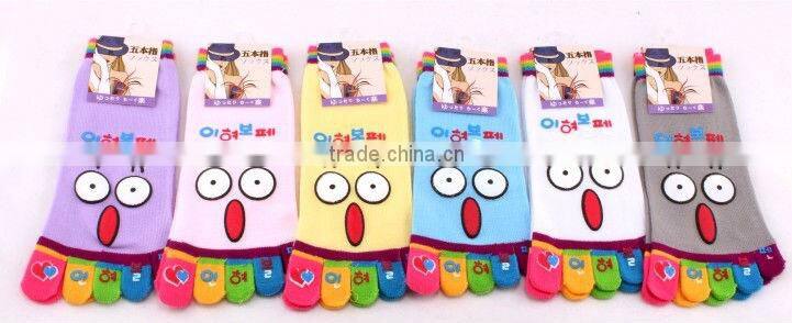 Women's five toe socks, smiling face toe socks, lovey cartoon summer toe socks