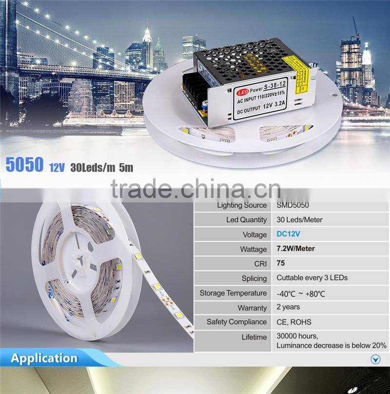 150leds 7.2w DC12V IP65 waterproof outdoor SMD 5050 led strip light