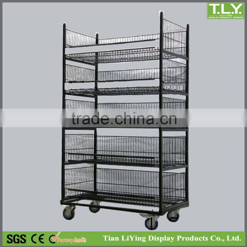 SSW-CM-601 Custom Iron Supermarket Basket Shelf / Iron Store Basket Shelf Manufacturer